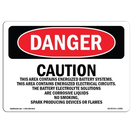 SIGNMISSION OSHA Danger, Caution This Area Contains Energized, 5in X 3.5in Decal, 3.5" W, 5" L, Landscape OS-DS-D-35-L-2082